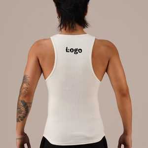 <b>Men's</b> <b>White</b> 100% Cotton Breathable Knitted <b>Tank</b> <b>Top</b> Square Collar Solid Color Casual Style 180g Made BD Custom Brand In-Stock - Product Image 2