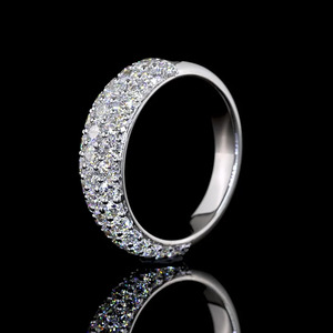 Anillo de Boda con Diamantes Cultivados en Laboratorio, Corte Redondo, Multihileras, Chapado en Rodio, Oro de 10K, 14K, 18K, Plata 925, 935, Regalo para Fiestas - Product Image 3