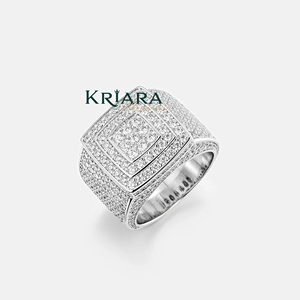 Anillo de Diamantes de Plata 925 con Oro Blanco, Corte Brillante Redondo, Diamantes Cultivados en Laboratorio, Lujoso, Unisex, para Uso Diario - Product Image 3