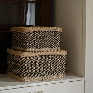 Panier élégant en jonc de mer avec couvercle, panier de rangement fait main, vente en gros, écologique, fabriqué au Vietnam - Product Image 3