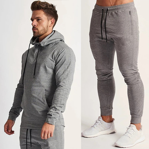 Ensemble de survêtement kaki pour homme, sweat-shirt à capuche à manches longues, poches latérales, fermeture à cordon, vêtement décontracté respirant, coupe ajustée, 100% coton, 2 pièces - Product Image 4