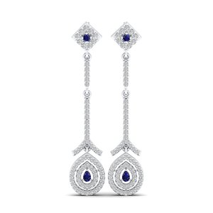 REYES Exquisite 925 Sterling Silver Pear Cut 0.26Ct <b>Blue</b> <b>Sapphire</b> Gemstone Drop <b>Earrings</b> GRA Certified Moissanite <b>Earrings</b> - Product Image 2
