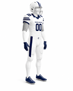 White & Navy American Football Uniform Set Custom Team Jersey & Pants Breathable Pro Quality Sports Wear for Men Youth - Product Image 3