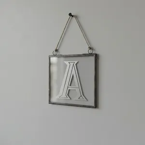Artisan Design Modern <b>Brass</b>/Glass <b>Letter</b> a Square Frame Wall Hanging Home Decor for Living Room Office Diwali & Ramadan - Product Image 1
