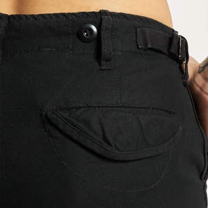 Pantalones Cargo Negros para Mujer, Cintura Media, Corte Regular, Largos, Color Sólido, Lona de Algodón, Estilo Casual, con Bolsillos y Cordón Ajustable - Product Image 6