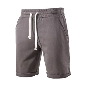 Pantalones Cortos de Algodón Gris para Hombre, Cierre con Cordón, Cintura Media, Estilo Casual, Color Sólido, Tejido de Punto, Transpirable - Product Image 4