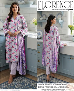 Trajes Shalwar Kameez de invierno para mujer en tela de lino con estampado digital de muy alta calidad a precio económico. - Product Image 6