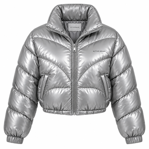 Chaqueta Acolchada Extra Grande para Mujer, Negra, de Algodón, Impermeable, Ecológica, con Serigrafía y Bordado de Alta Calidad - Product Image 6