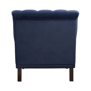 Lussuosa Poltrona Moderna in Velluto Blu con Bottoni e Borchie, Arredamento per Soggiorno - Product Image 4