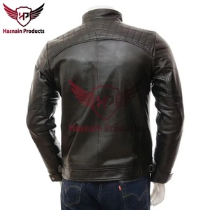 Chaqueta de Cuero Genuino Negra para Hombre, Corte Ajustado, Estilo Motero, Cafe Racer, de Piel Vacuna, con Hombros Acolchados, Vintage, Clásica y Personalizada - Product Image 5