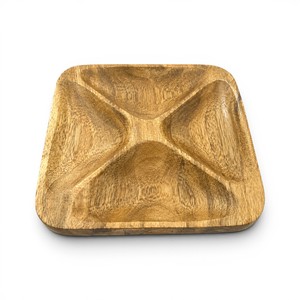 Bandeja de Servir de Madera Hecha a Mano con 4 Compartimentos |   Plato Multiusos para Aperitivos |   Bandeja de Madera para Frutos Secos y Aperitivos - Product Image 1