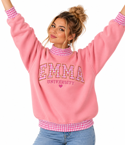Sudadera de cuello alto para mujer con logo personalizado, de algodón grueso, bordada, estilo casual urbano. - Product Image 3