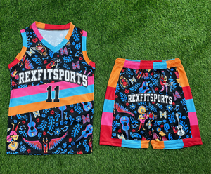 ชุดเสื้อบาสเก็ตบอล REXFITSPORTS แบบซับลิเมชั่น คอวี แขนกุด ชุดกีฬาสำหรับผู้ใหญ่ ทุกเพศ ทุกฤดู - Product Image 6