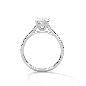 Bague élégante et luxueuse en or blanc 14 carats avec diamant ovale cultivé en laboratoire, certifié GRA, de bonne qualité, pour fiançailles, pour filles - Product Image 2