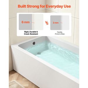 อ่างอาบน้ำอะคริลิกทรงโค้งร่วมสมัยขนาด 60" x 30" พร้อมท่อน้ำทิ้งด้านซ้ายและระบบโอเวอร์โฟลว์ - Product Image 4