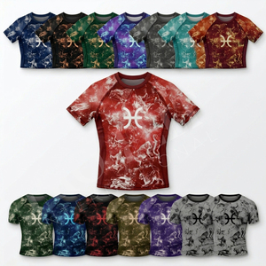 <b>UV</b> Protection Custom Printed Logo Design Compression Rash Guard Shirt Short Sleeve Sports Fitness Surfing <b>Swimwear</b> Custom Top - Product Image 1