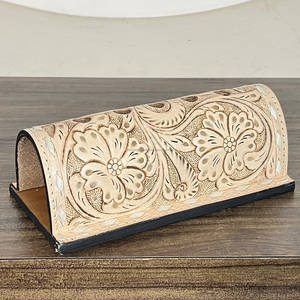 Portaplumas de Cuero Genuino Hecho a Mano con Decoración Floral Estilo Western, Organizador de Escritorio, Soporte para Bolígrafos de Cuero Repujado para Oficina - Product Image 2