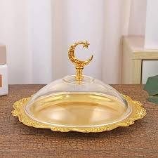 Cuenco Decorativo de Metal para Dátiles con Cúpula de Vidrio, Diseño Exclusivo para Servir Frutos Secos en el Ramadán Iftar - Product Image 4