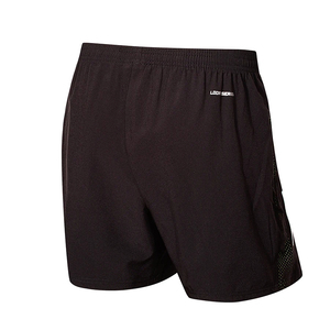 Men's Black <b>Quick</b> <b>Dry</b> Sport <b>Shorts</b> With Side Stripe Elastic Waist Mid Rise 100% Polyester Solid Color Front Logo - Product Image 2