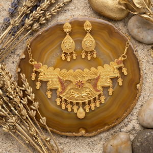 Divyoro Ethnic Gold Plated Classic Orissa Adjustable Length <b>Necklace</b> and Earrings <b>Set</b> Women's <b>Wedding</b> & All Occasions Jewelry - Product Image 4