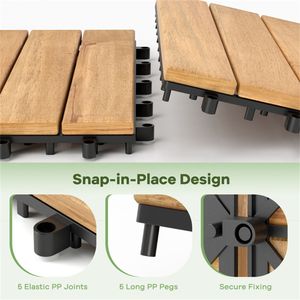 Set da 30 Piastrelle Incastrabili in Legno di Acacia 30x30 cm, Drenaggio Rapido per Patio, Giardino, Bordo Piscina, Ignifughe e Scanalate per Esterni - Product Image 4