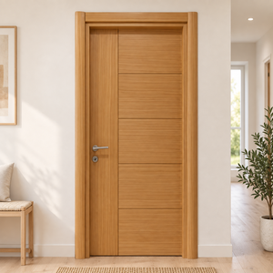 Porte intérieure moderne minimaliste en bois massif Golden Aero avec rainures pour chambre, villa, appartement, ouverture manuelle, surface finie GA-05L - Product Image 1
