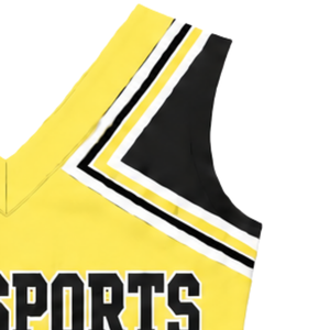 Haut d'uniforme de cheerleading jaune sans manches à col en V pour femmes et filles, idéal pour les performances, les équipes sportives, les concours de danse et le sport - Product Image 3