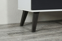 Meuble TV moderne 180 cm blanc et gris foncé en panneaux de particules MDF TV6074, 2 portes, 1 tiroir, glissières métalliques, rangement pour téléviseurs 65+ pouces, mobilier de maison