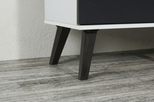 Meuble TV moderne en aggloméré blanc et gris foncé de 180 cm, modèle TV6074, avec 2 portes, 1 tiroir, glissières métalliques, rangement pour téléviseurs 65+ pouces, appartement, villa - Product Image 4