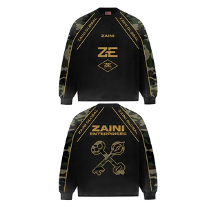 เสื้อสเวตเชิ้ตพรีเมียม 360 กรัม ผ้าฝ้าย 100% ทรงปกติ ซิปครึ่งตัว สีดำ ตกแต่งด้วยโลโก้ปักลายคริสตัลแบบฮอตฟิกซ์ - Product Image 1