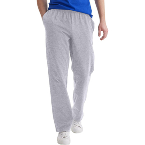 Pantalon de jogging décontracté gris en coton pour homme, taille élastique avec cordon de serrage, poches latérales, respirant, poids moyen, idéal pour l'automne - Product Image 1