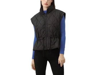 Tendance élégant imprimé floral hiver imperméable col haut gilet bouffant avec fermeture éclair avant complète veste pour femme - Product Image 1