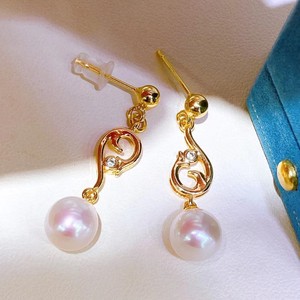 Recommended 8-9ak925 Pure Silver Freshwater <b>Pearl</b> <b>Dangle</b> <b>Earrings</b> Gold-Plated Color Preserving Material - Product Image 3