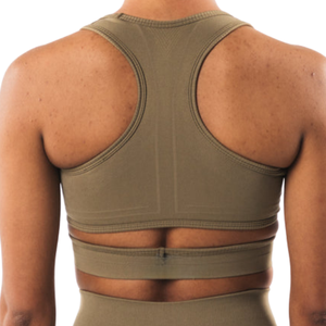 Sujetador Deportivo Elástico Color Caqui para Mujer, Soporte Medio, para Yoga, Gimnasio, Running, Fitness, Ropa Deportiva - Product Image 6