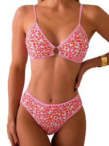 2026 New 2 Piece <b>Set</b> <b>Bikini</b> Beachwear <b>Sets</b> For Women Summer Sexy Colourful Pleated Floral Print <b>Triangle</b> Swimsuit High Waist - Product Image 1