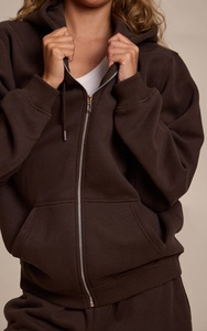 Sudadera con capucha de felpa francesa con cremallera y estampado puff personalizado, de gran tamaño, transpirable, para mujer, suministro ODM - Product Image 5