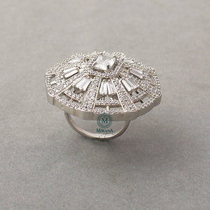 Georgia Vintage CZ Designer <b>Ring</b> <b>24K</b> <b>Gold</b> Plated Claw Set Gemstone - Product Image 1