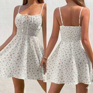 Women’s Floral Smocked <b>Spaghetti</b> <b>Strap</b> Mini Dress - Product Image 2