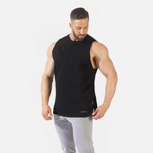 Camiseta sin mangas de punto para hombre al por mayor, ligera, de algodón suave, informal, con impresión de logotipo personalizado disponible, todos los colores - Product Image 2