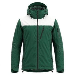 <b>Men's</b> Waterproof Fleece Ski <b>Jacket</b> Green <b>White</b> Autumn Sporty Style Stand Collar Zipper Closure Outdoor Wear Polyester Shell - Product Image 1