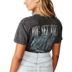 Camiseta de gran tamaño de alta calidad 100% algodón para mujer, Camiseta con estampado personalizado de logotipo de talla grande, estilo informal de ocio, botón Simple en blanco - Product Image 4