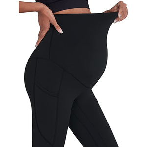 High Quality Women's Maternity <b>Workout</b> <b>Leggings</b> Over the Belly Pregnancy Active Wear Soft Yoga Pants <b>with</b> <b>Pockets</b> OEM - Product Image 4