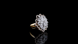 18K Solid <b>Gold</b> Marquise Diamond Floral Cluster Halo <b>Cocktail</b> <b>Ring</b> Lab Grown Diamond Women Wedding Engagement - Product Image 3