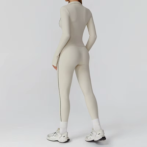 Conjunto de Yoga para Mujer con Bloques de Color y Cremallera, Traje Deportivo Casual Ajustado, Ropa de Fitness Personalizable - Product Image 2