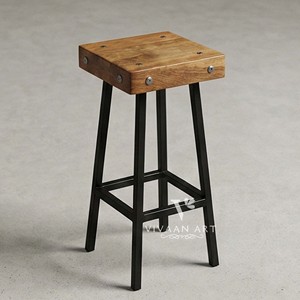 Tabourets de bar classiques en bois capitonnés avec coussin rembourré et pieds stables pour chambre, salle à manger, cuisine - Product Image 3