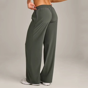 Men's Wide Leg Pants <b>Elastic</b> <b>Waist</b> Lightweight Spandex Polyester Casual Summer <b>Trousers</b> With Side Pockets - Product Image 1