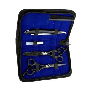 Ensemble de ciseaux de coiffure professionnels, lames en acier inoxydable, manche noir, outils de salon avec peignes, pinces, brosse, étui - Product Image 3