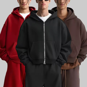 Sudadera con capucha pesada con cremallera, corte holgado, bolsillos, oversize, para hombre, personalizable, color bordado, invierno, vintage, 100% algodón, precio de fábrica - Product Image 3