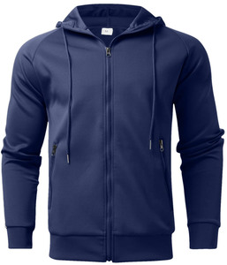 Men's Navy <b>Hooded</b> Tracksuit Set Full <b>Zip</b> Jogger Pants Solid Color Casual Sportswear Breathable Polyester Regular Fit Autumn Wear - Product Image 4