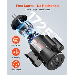 Moteur électrique 3 HP 1725 tr/min pour compresseur d'air, rotation CW/CCW, diamètre d'arbre 1,125 po, longueur d'arbre 2,75 po, couple 12 N.m - Product Image 3